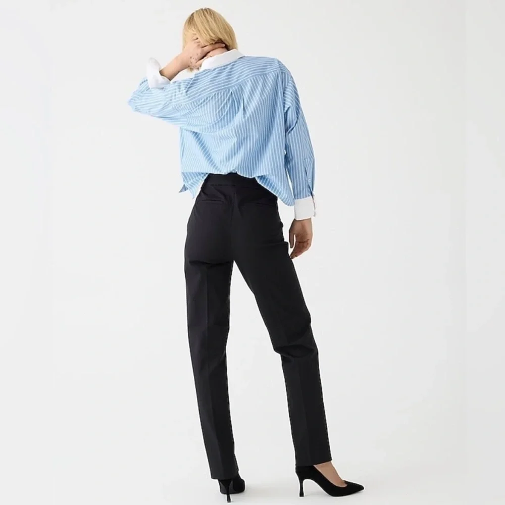 J. Crew - Black Kate Straight-Leg Pants in Bi-Stretch Cotton Blend